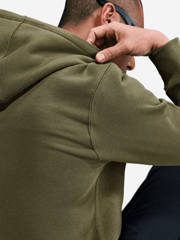 NIKE Felpa pullover verde oliva con cappuccio e swoosh Verde