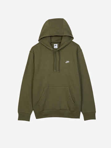 NIKE Felpa pullover verde oliva con cappuccio e swoosh Verde