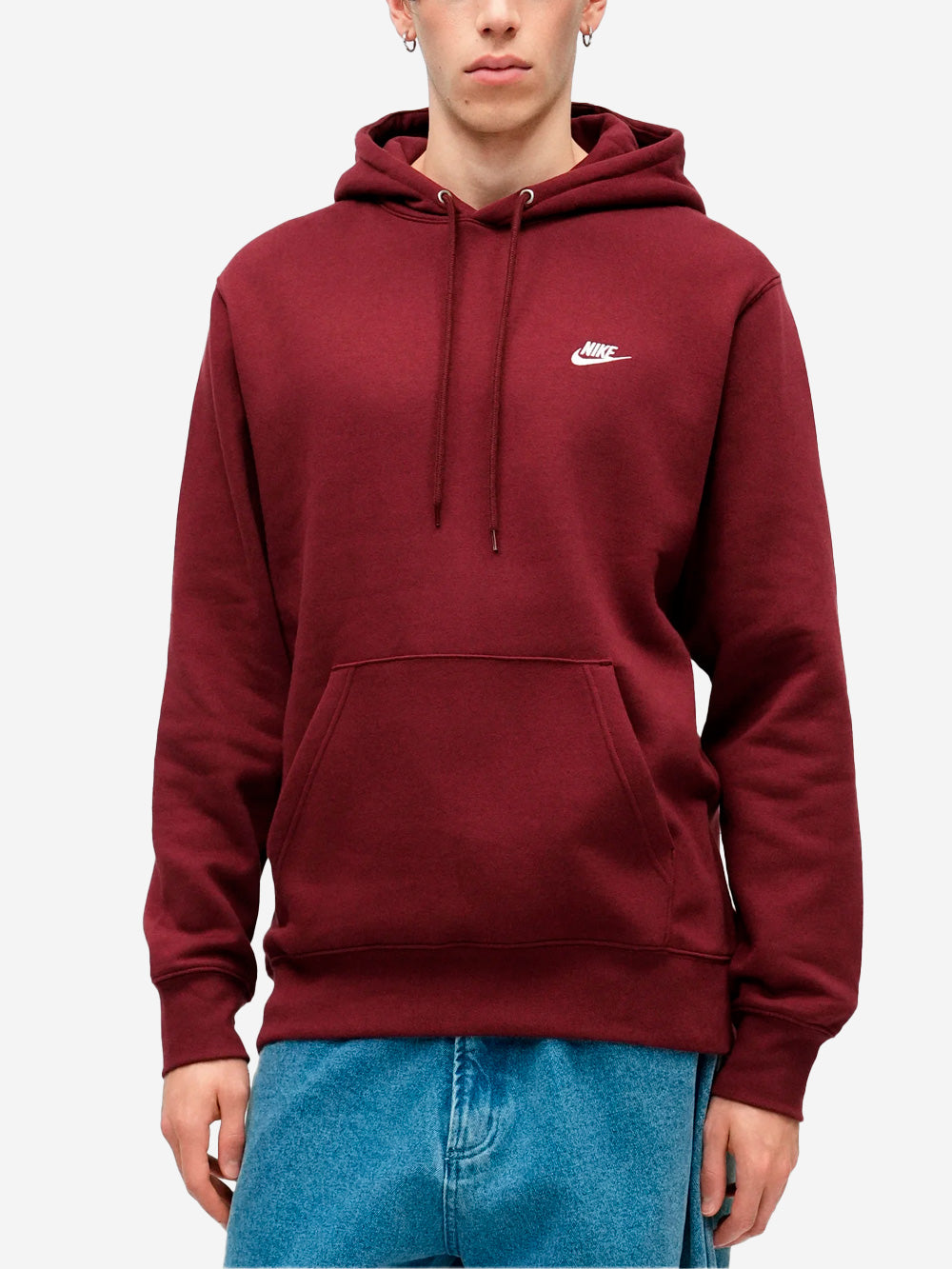 NIKE Felpa pullover bordeaux con cappuccio e swoosh Urbanstaroma