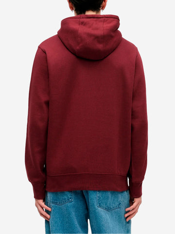 NIKE Felpa pullover bordeaux con cappuccio e swoosh