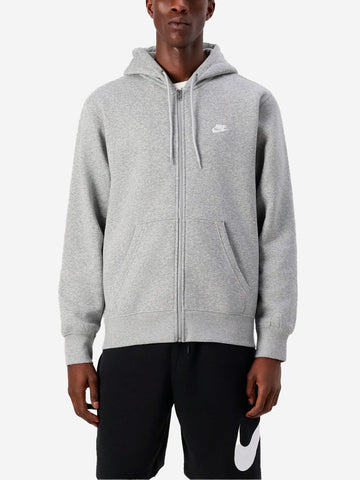 NIKE Felpa grigia con cappuccio e zip a tutta lunghezza in fleece Grigio