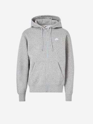 NIKE Felpa grigia con cappuccio e zip a tutta lunghezza in fleece Grigio