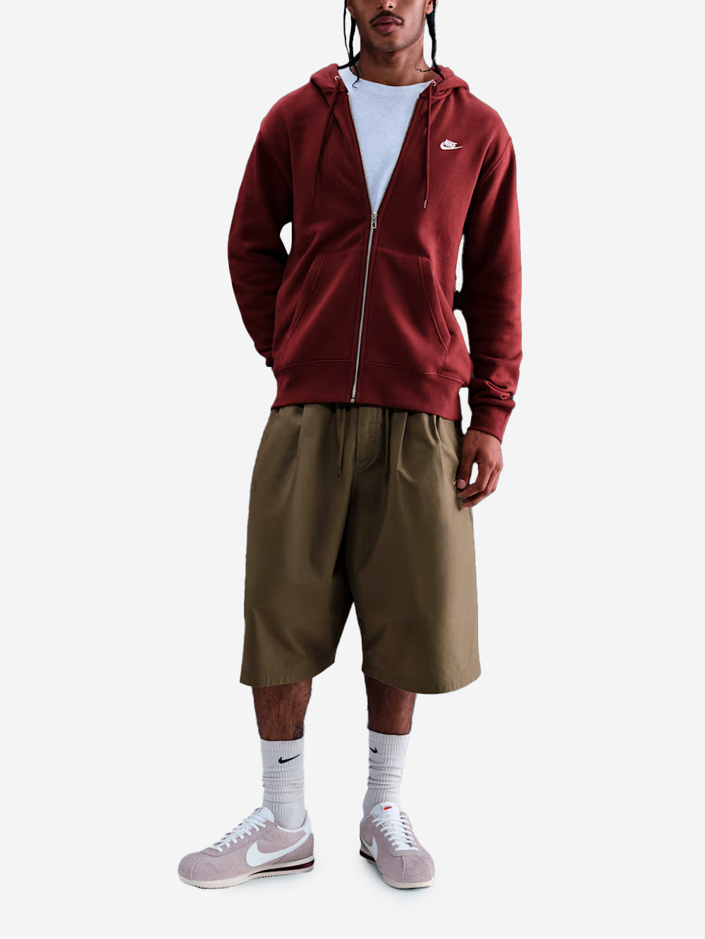 NIKE Felpa bordeaux con cappuccio e zip a tutta lunghezza in fleece Bordeau Urbanstaroma