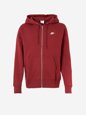 NIKE Felpa bordeaux con cappuccio e zip a tutta lunghezza in fleece Bordeau