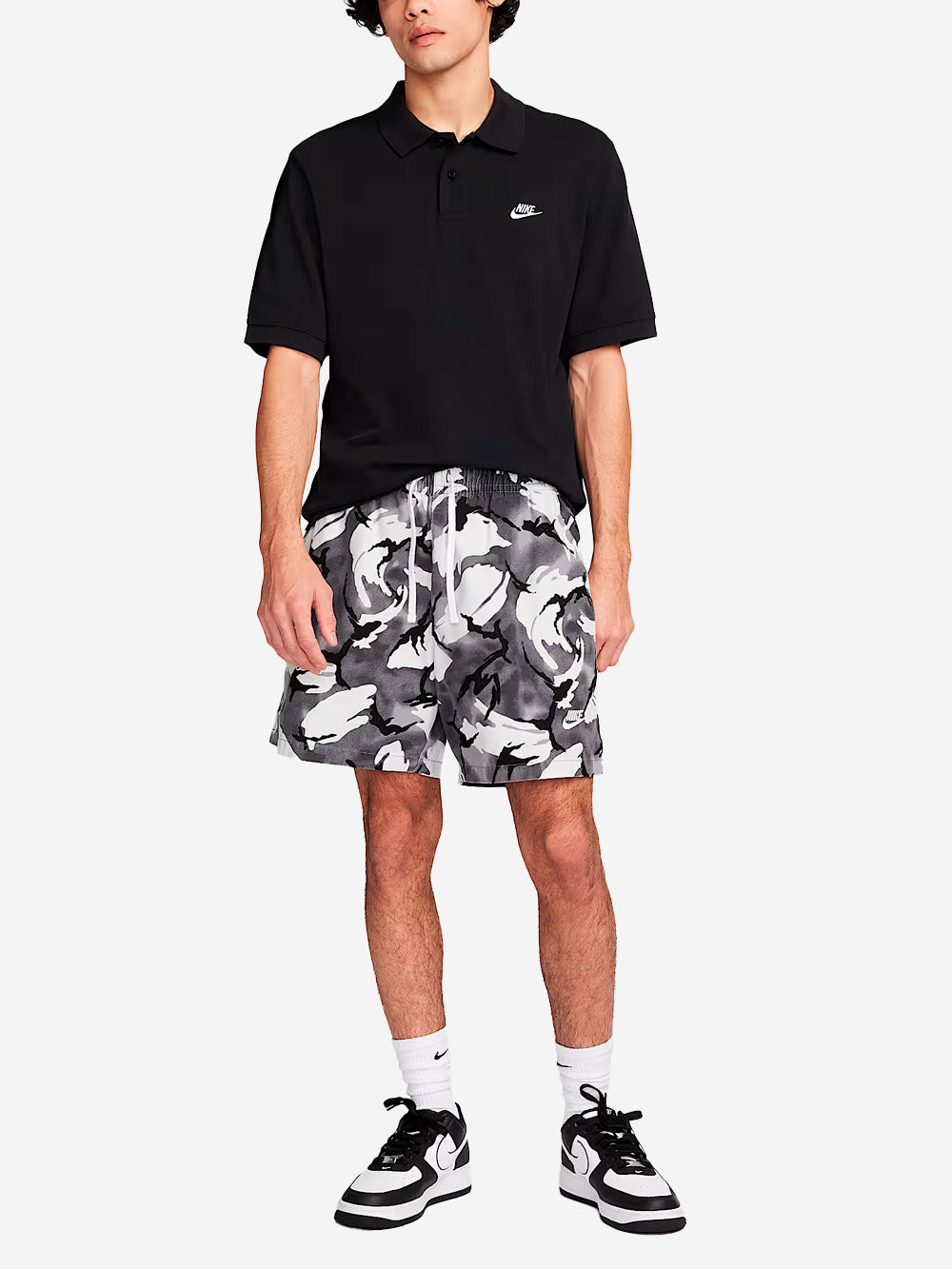 NIKE Polo a manica corta nera con Swoosh Nero Urbanstaroma