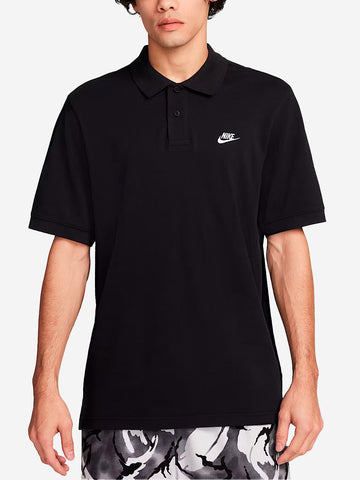 NIKE Polo a manica corta nera con Swoosh Nero