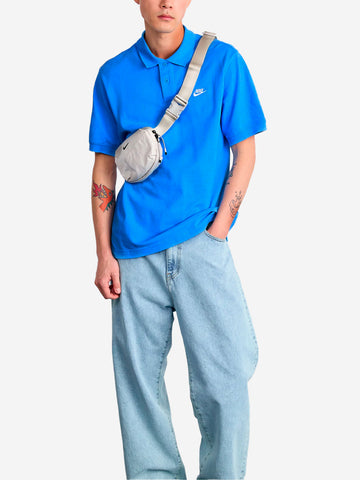 NIKE Polo a manica corta blu con Swoosh Celeste