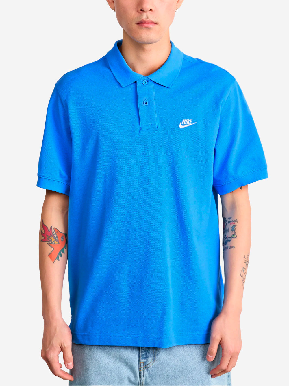 NIKE Polo a manica corta blu con Swoosh Celeste Urbanstaroma