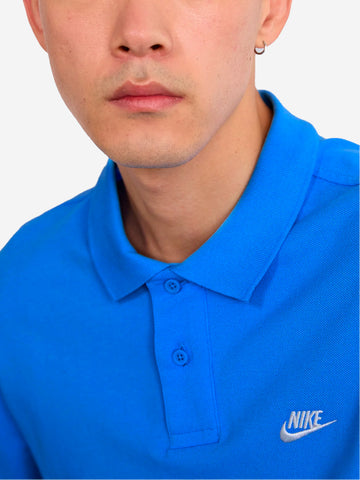 NIKE Polo a manica corta blu con Swoosh Celeste