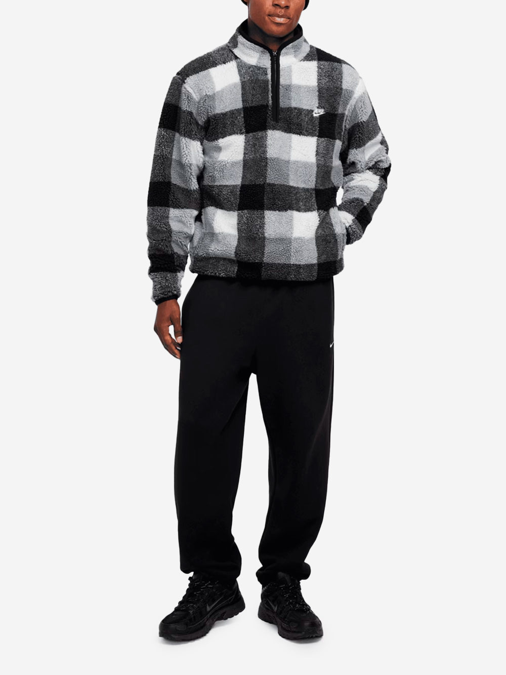 NIKE Felpa in fleece invernale con zip a metà lunghezza Grigio nero Urbanstaroma