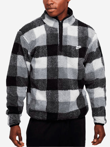 NIKE Felpa in fleece invernale con zip a metà lunghezza Grigio nero