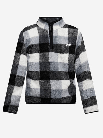 NIKE Felpa in fleece invernale con zip a metà lunghezza Grigio nero