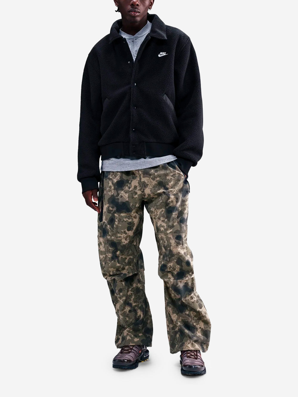 NIKE Coach jacket fleece in pelliccia sintetica Nero Urbanstaroma