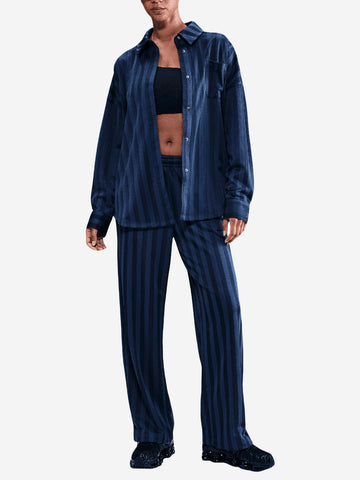 NIKE Camicia a righe in jacquard oversize blu e nera Blu scuro