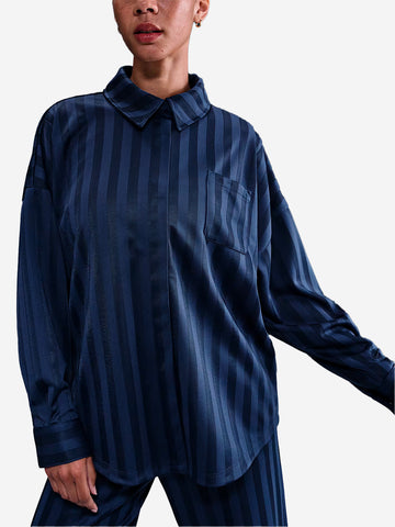 NIKE Camicia a righe in jacquard oversize blu e nera Blu scuro