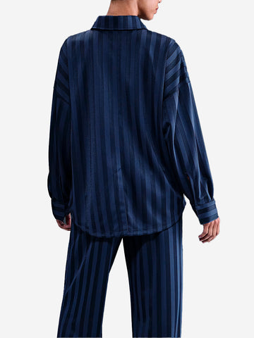 NIKE Camicia a righe in jacquard oversize blu e nera Blu scuro