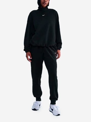 NIKE Top nero oversize in fleece con collo a lupetto Nero