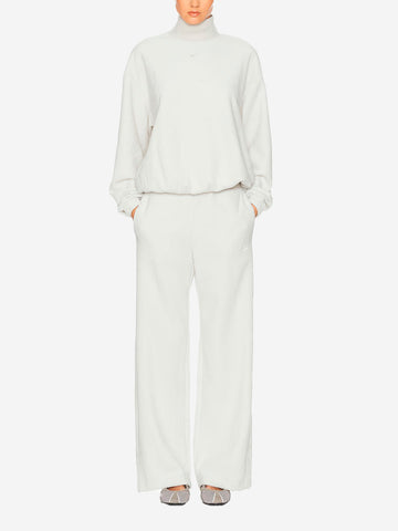 NIKE Top bianco oversize in fleece con collo a lupetto Ghiaccio
