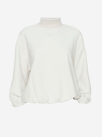 NIKE Top bianco oversize in fleece con collo a lupetto Ghiaccio