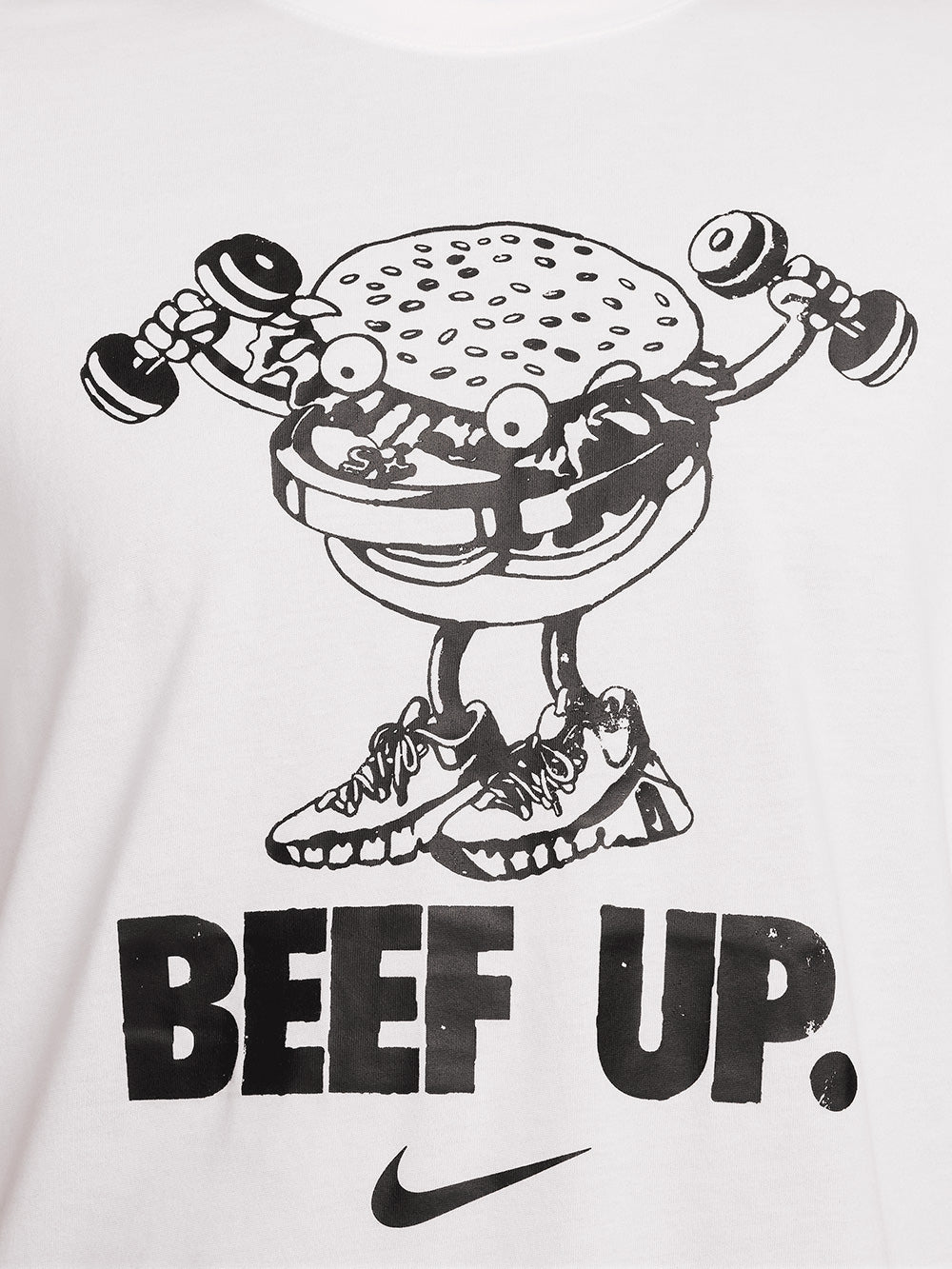NIKE T-shirt da training bianca Dri-FIT con grafica 'Beef up' Bianco Urbanstaroma