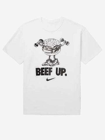 NIKE T-shirt da training bianca Dri-FIT con grafica 'Beef up' Bianco