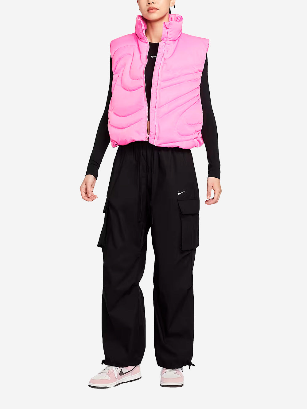 NIKE Smanicato oversize in piumino con Swoosh Rosa Urbanstaroma