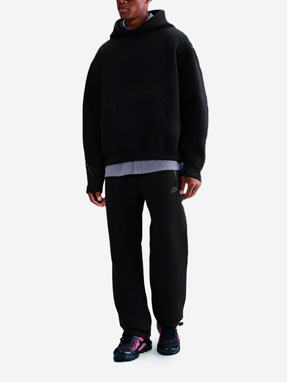 NIKE Felpa oversize in fleece con cappuccio e Swoosh Nero Urbanstaroma