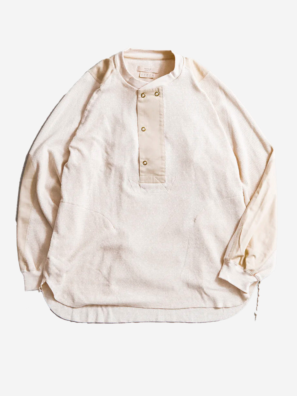 NORBIT Maglia in misto lana waffle con collo Henley Beige Urbanstaroma