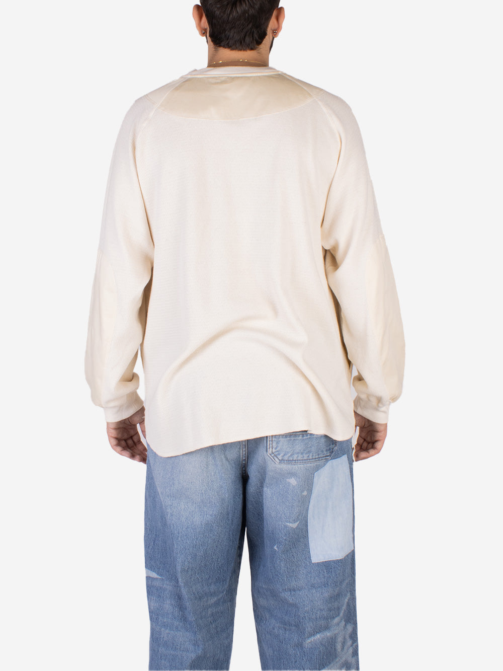 NORBIT Maglia in misto lana waffle con collo Henley Beige Urbanstaroma