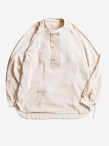 NORBIT Maglia in misto lana waffle con collo Henley Beige