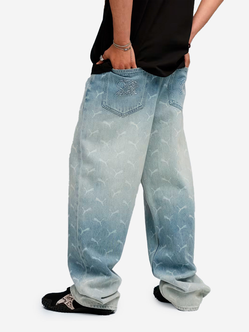 PUMA Jeans baggy laser monogram x Asap rocky Celeste Urbanstaroma