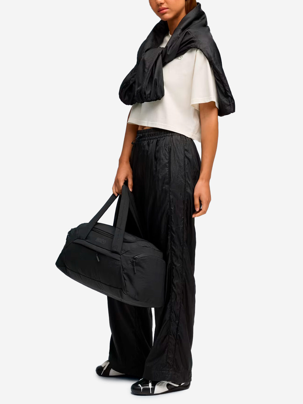 PUMA Pantaloni sportivi neri in nylon x Rosé Nero Urbanstaroma