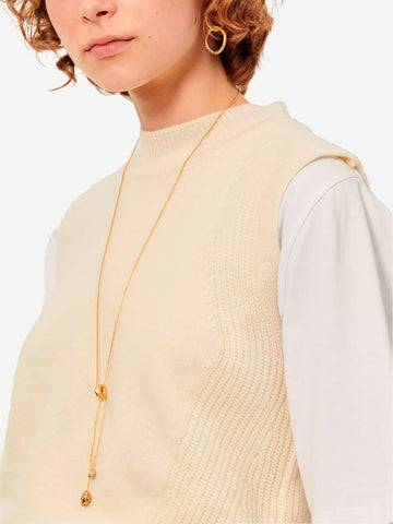 SESSUN Gilet panna minimal in lana merino Panna