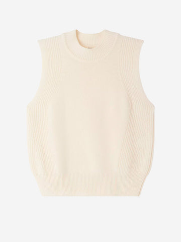 SESSUN Gilet panna minimal in lana merino Panna