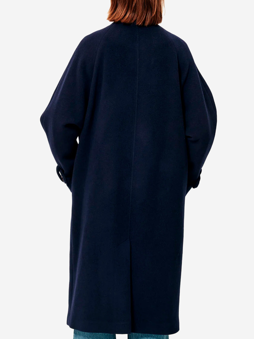 SESSUN Cappotto blu doppiopetto lungo 'Bleeckett' con collo alto Blu Urbanstaroma