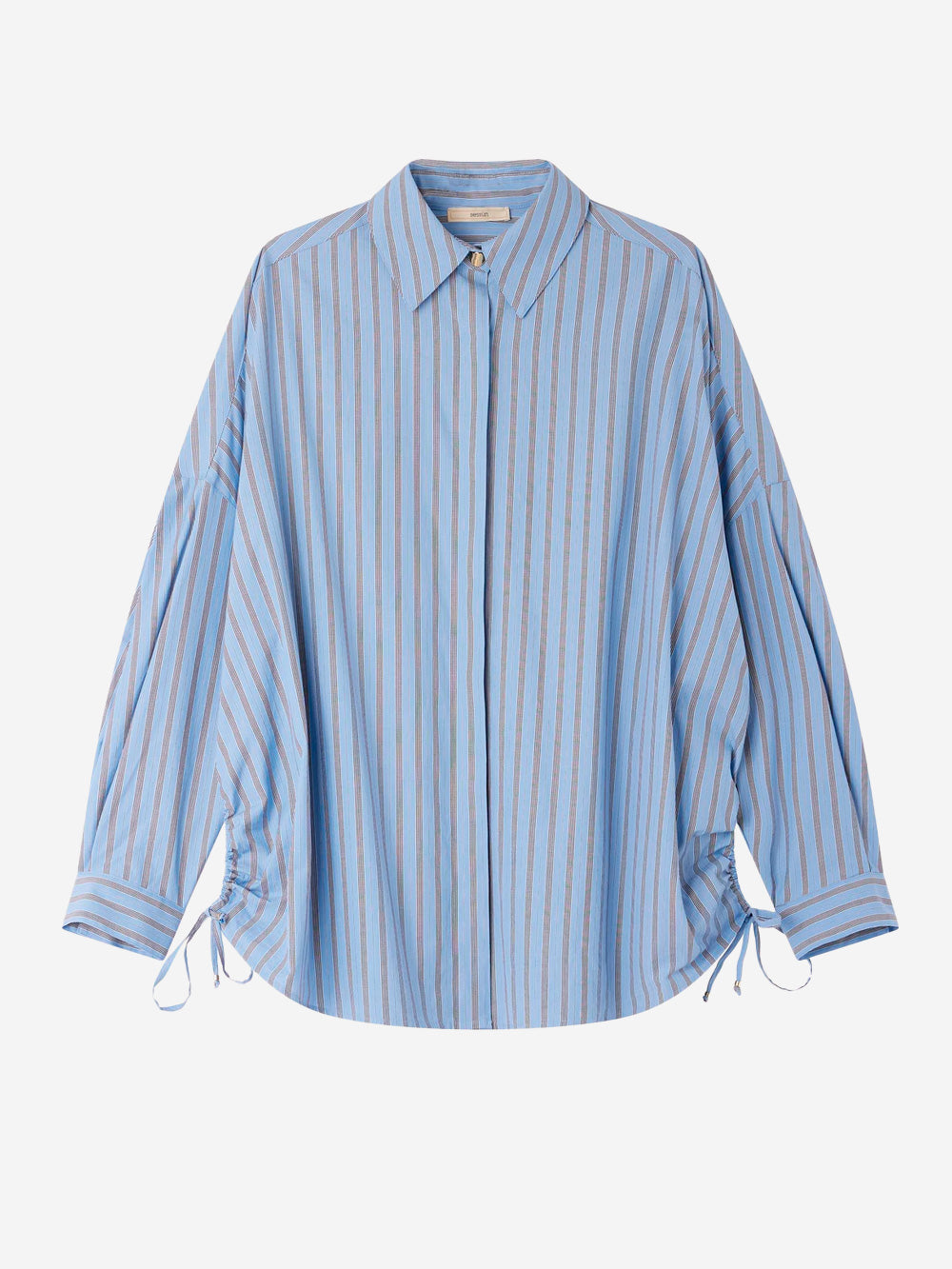 SESSUN Camicia Oversize in Popeline con Laccetti Laterali Celeste Urbanstaroma