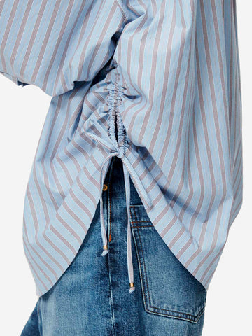 SESSUN Camicia Oversize in Popeline con Laccetti Laterali Celeste