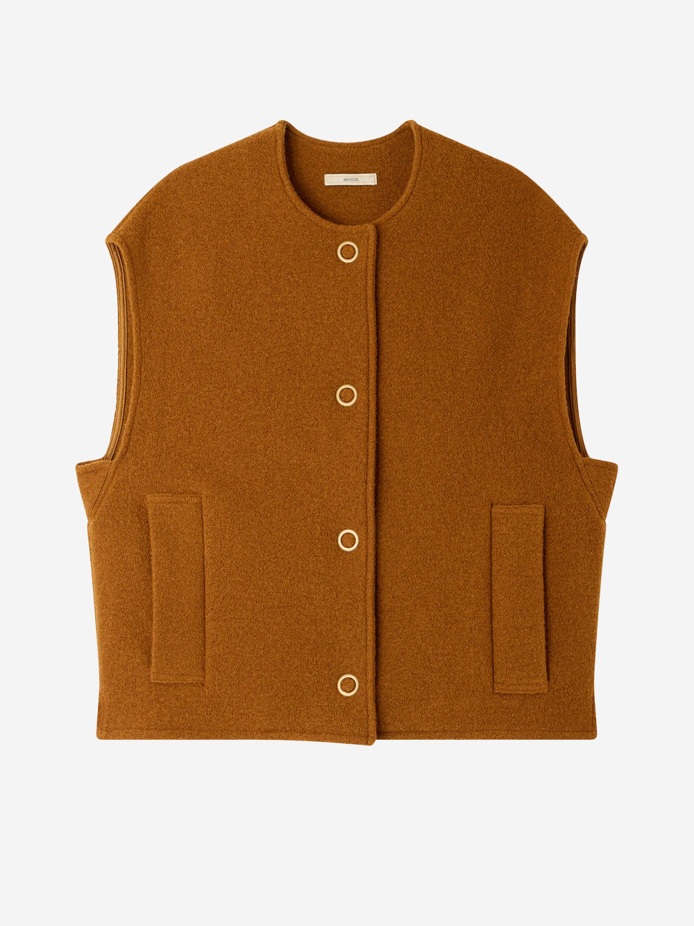 SESSUN Giacca marrone senza maniche in lana cotta Marrone chiaro Urbanstaroma