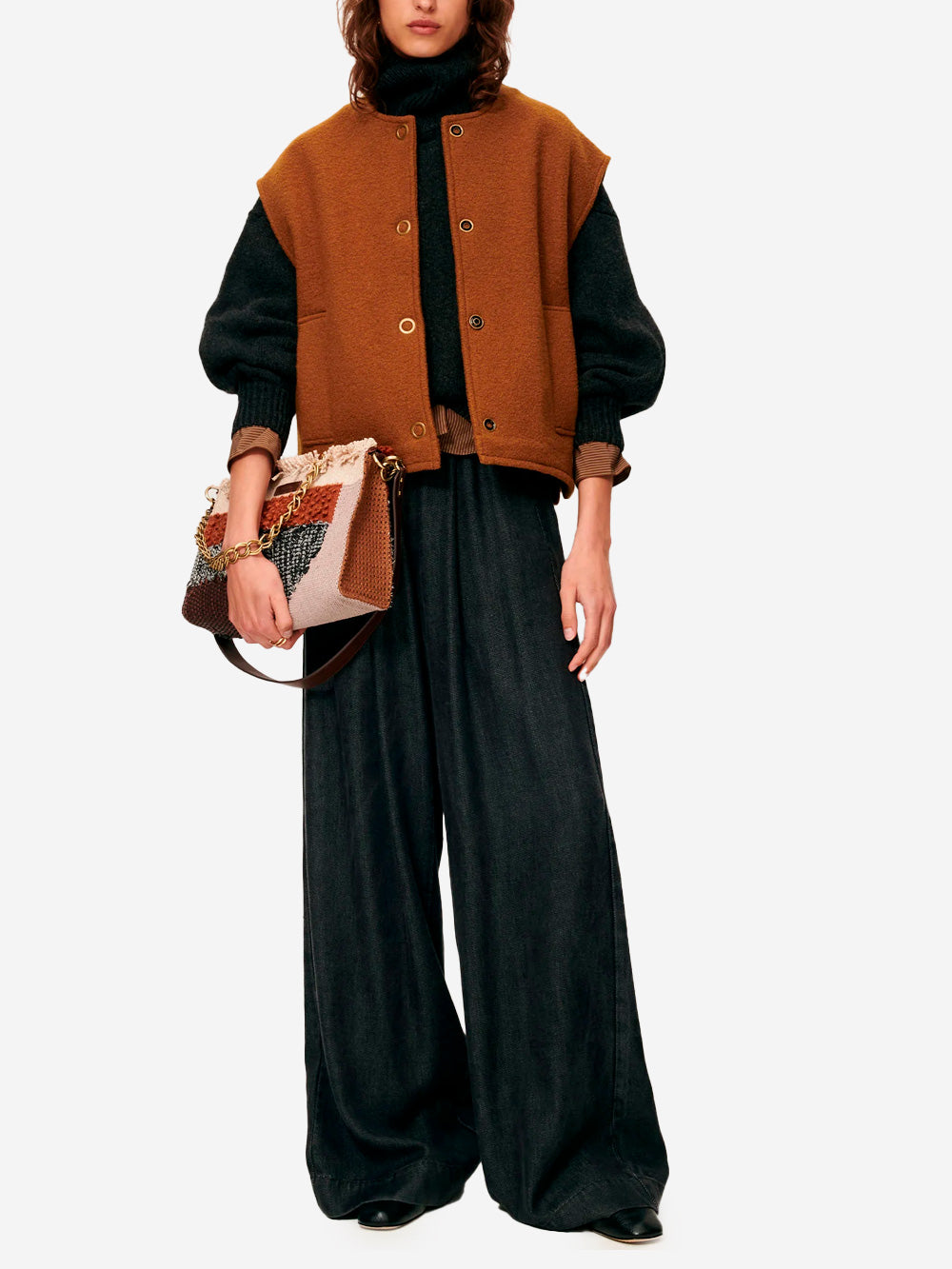 SESSUN Giacca marrone senza maniche in lana cotta Marrone chiaro Urbanstaroma