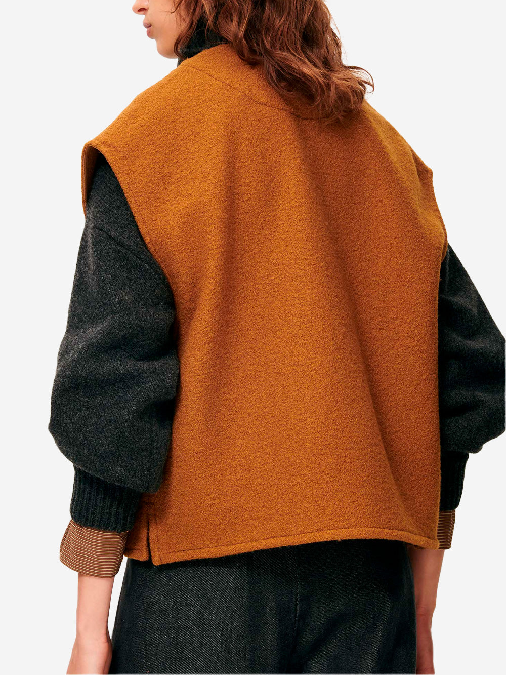 SESSUN Giacca marrone senza maniche in lana cotta Marrone chiaro Urbanstaroma