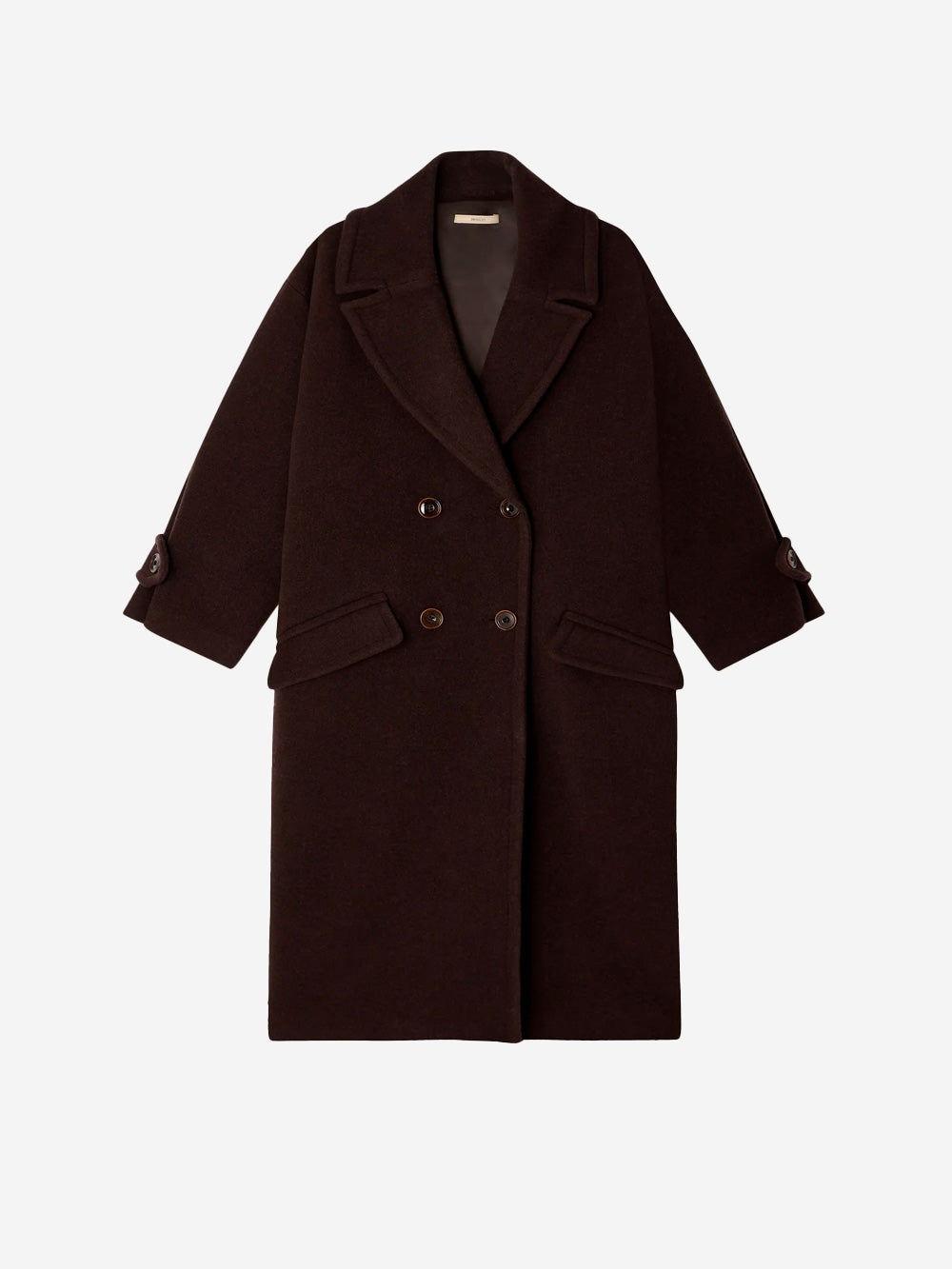 SESSUN Cappotto lungo doppiopetto 'Mia' in misto lana marrone caffè Marrone scuro Urbanstaroma