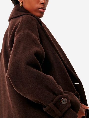 SESSUN Cappotto lungo doppiopetto 'Mia' in misto lana marrone caffè Marrone scuro