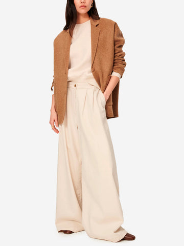 SESSUN Giacca sartoriale misto lana con revers e tasche a toppa Marrone chiaro