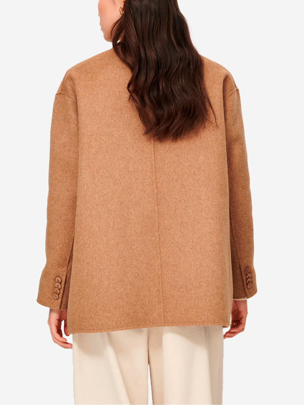 SESSUN Giacca sartoriale misto lana con revers e tasche a toppa Marrone chiaro Urbanstaroma