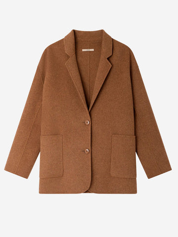 SESSUN Giacca sartoriale misto lana con revers e tasche a toppa Marrone chiaro