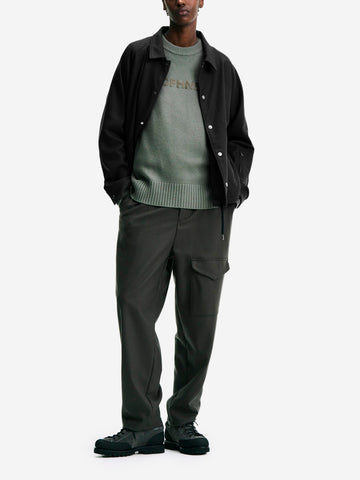 SOPHNET Giacca Coach nera in lana Melton leggera Nero