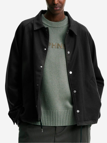SOPHNET Giacca Coach nera in lana Melton leggera Nero