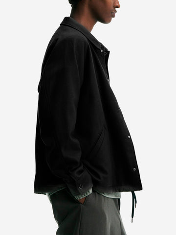 SOPHNET Giacca Coach nera in lana Melton leggera Nero