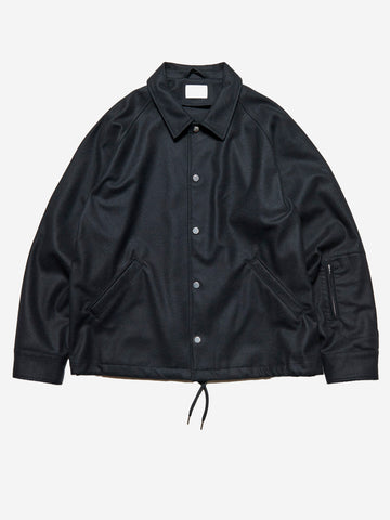 SOPHNET Giacca Coach nera in lana Melton leggera Nero