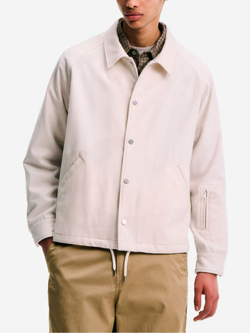 SOPHNET Giacca Coach bianca in lana Melton leggera Off white